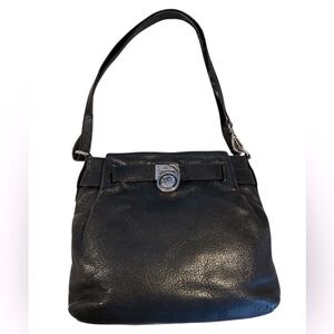 Michael Kors Traveler Top Zip Messenger Black Leather Crossbody Bag